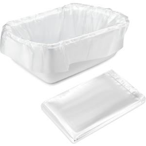 Honoson 50 Pack Disposable Poly Lug Liners 2.5 Mil Thick Plastic Meat Lug Liners for Meat Processing Mixing & Transport Flat Open Bags for Instant Cleanup (White)