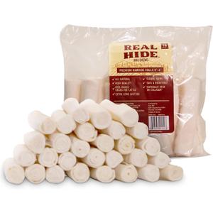 Real Hide | All Natural Dog Chew Treats - Premium Rawhide Rolls, 5-6 Inch - Long Lasting Grass Fed Free Range Beef Hide - Small/Medium Dogs - 16 Count (EXP 02/18/27)