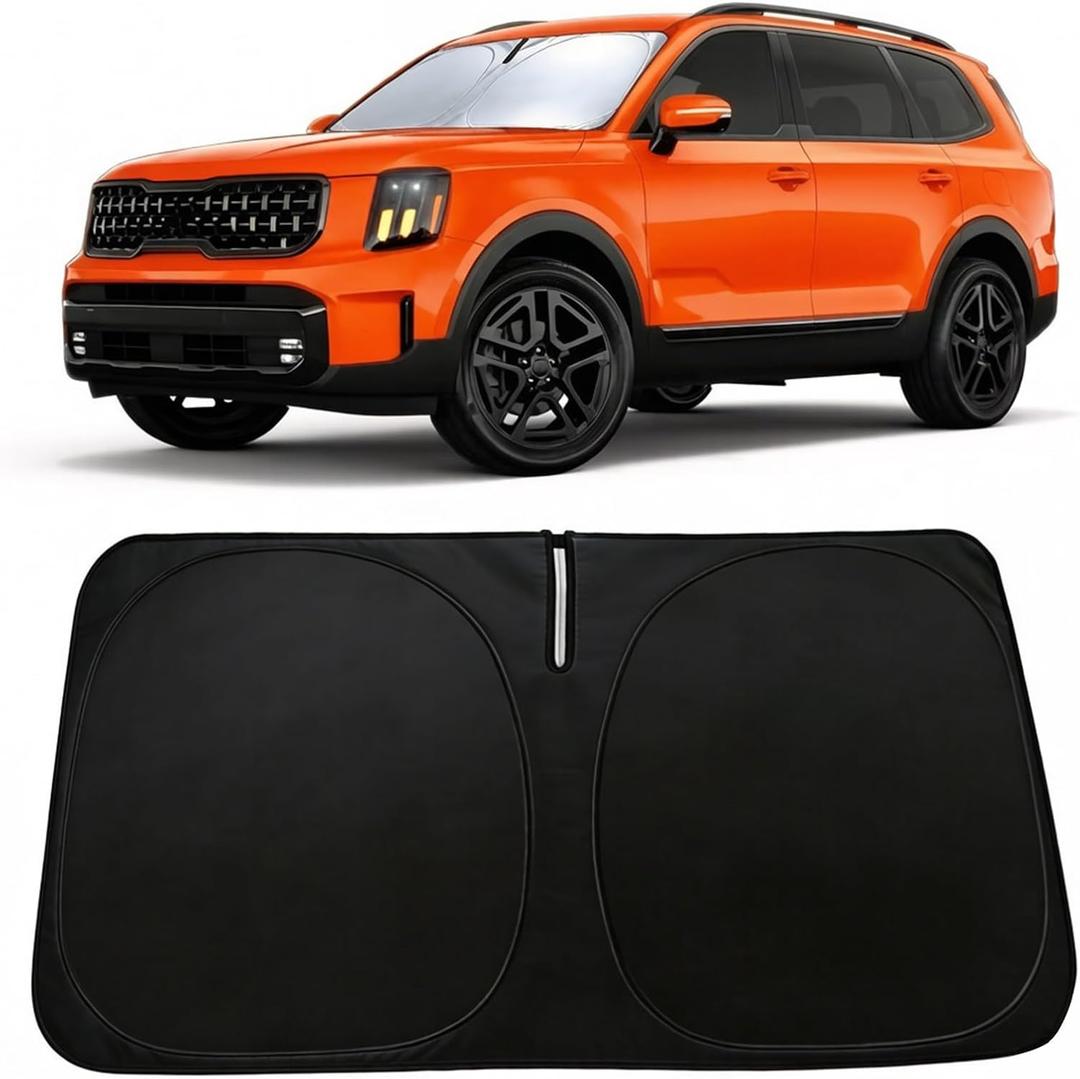 Windshield Sun Shade for Kia Telluride 2020-2025 Accessories, Car Front Window Sun Visor & Heat Shield | 240T Sunshade Protection Blocks UV Rays