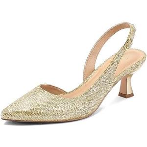 Mysoft Women's Pumps Slingback Kitten Heels Pointed Toe Sexy Wedding Party Dress Pump Shoes, Size 10