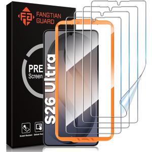 FANGTIAN [4-Pack] for Samsung Galaxy S26 Ultra Screen Protector [Not Glass] - Film for S26 Ultra Screen Protector [6.9 inch][Fingerprint Compatible][Alignment Tool] (Clear)