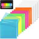 800 Sheets Transparent Sticky Notes, 3x3 Inch 14 Pads Self-Adhesive Translucent Clear See Through Post Sticky Notes for Planner Office School College Teacher Student Supplies 6 Bright Color