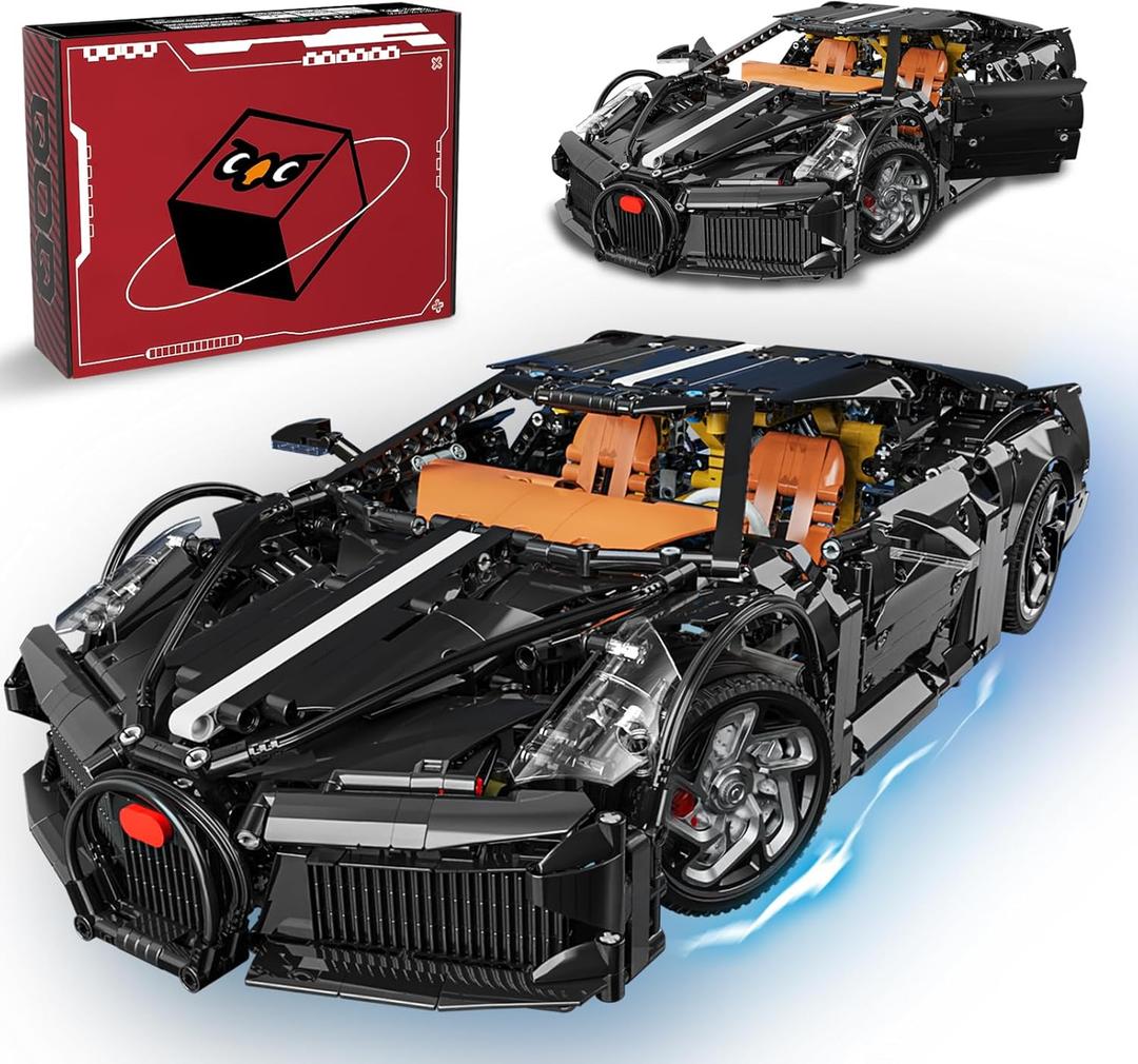 Sports Car Building Blocks Set for Adults, La Voiture Noire 1:10 Scale Race Car Model Building Toy Set Super Cars Display Model Collectible Set Gifts for Boys Teens Age 8+ (1949PCS)