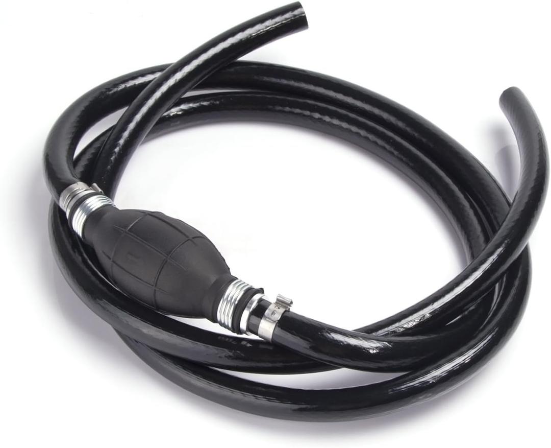 Fuel Line Assembly, Nylon Braided 5/16" 8mm Tank Fuel Hose Gas Line with Hand Primer Pump Bulb 6FT for Marine Outboard Boat Motor & RVs