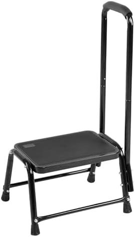 Leekpai Step Stool with Handle for Adults，Seniors Heavy Duty Holds 350 lbs.Stepping Stool for Elderly Adults, Attractive Black for Kitchen