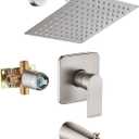 Brushed Nickel Tub Shower Faucet Set Complete with 8-Inch Rainfall Shower Head and Tub Spout Included Shower Valve Tub Shower Trim Kit Brushed Nickel