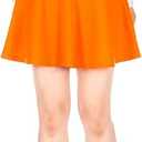 Basic Solid Stretchy Cotton High Waist A-line Flared Casual Skater Mini Skirt, Orange, Small