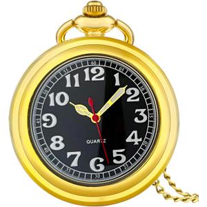 Vintage Pocket Watches for Men Womens Pocket Watch with Chain | Retro analog quartz pocket watch with chain & necklace, Accurate timekeeping, Gift box packed, Ideal gift for dad mom him her