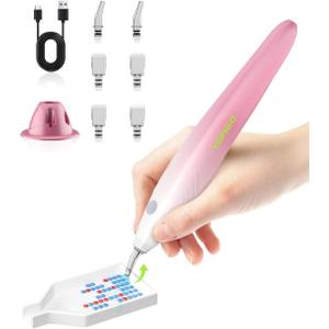 YOFIGO Electric Diamond Painting Pen,Wireless Art Pen for Diamond Painting with 3 Adjustable Suction Levels, Professional Diamond Art Pen with Magnetic Charging Base, Tool for DIY Craft(Pink)