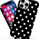 Magnetic for iPhone 15 Pro Case Cute Big Polka Dot Phone Case, Shockproof Slim TPU and Hard PC Protective Phone Cover Compatible with MagSafe Designed for Women Girls, Black 01