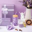 8 Pcs Christmas Pastor's Wife Appreciation Gifts Box with Glass Cup Candle Bracelet Hair Scrunchy Card Christian Religious Inspirational Thank You Gifts for Pastors Bishop Wife Women(Purple)