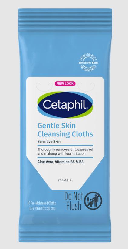 Cetaphil Face and Body Wipes, Gentle Skin Cleansing Cloths, 25 Count (Pack of 2), for Dry, Sensitive Skin, Flip Top Closure, Great for the Gym, Travel, in the Car, Hypoallergenic, Fragrance Free