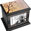 Cremation Urns for Human Ashes Adult Male or Female, Funeral Memorial Urns for Ashes with Photo Frame, Wooden Urns Box and Casket for Men Women, Burial Urn for Adults Up to 200 IBS