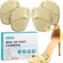 Metatarsal Pads Women, Gel Ball of Foot Cushions for Pain Relief in Shoes, Non-Slip Heel Inserts, One Size Fits All (2 Pair, Beige)