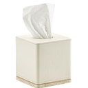 Tissue Box Cover Square Resin Tissue Holder for Home Decor, Hand Carved Beige Leather Cube Tissue Box Holder – 5.5 Inch Heavy Duty Luxury Tissue Box Case for Bathroom, Living Room, Office, Cream