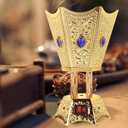 TEHAUX Electric Incense Burner Plug-in Arabian Bakhoor Burner for Home and Office Metal Electric Incense Holder for Middle Eastern Fragrance Desktop Censer for Yoga Spa Decor 4.48 Inch (Golden Us)