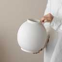 Minimalist White Ceramic Farmhouse Vase, Rustic Design for Home and Living Room Decor, Table, Bathroom, Holiday & Weddings (Ball-White)
