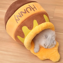 Honey Pot Cat Cave Bed, Soft and Thick Rebound Sponge Pet Nest with Removable & Washable Cushion, Cute Cartoon Design for Small Cats and Breeds