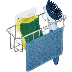KESOL RustProof Sponge Holder Caddy for Kitchen, Stainless Steel Organizer, Brush Holder, 304 Accessories, Suction Cup + Adhesive