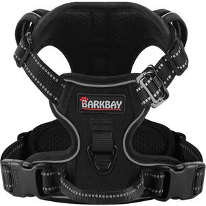 BARKBAY Dog Harness No Pull 3 Buckles for Large Dogs - Adjustable, Reflective, Comfortable, No Choke, Heavy-Duty - Perfect for Outdoor Training, Walking, and Hiking - Strong & Durable - L & Black