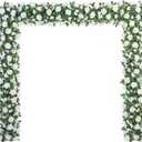 Suncalla 8 Pack 6.56ft Artificial Rose Flower Garland Silk Flocked White Rose Garland Faux Eucalyptus Peony Flower Vine for Wedding Party Table Centerpiece Arch Background Decoration(Eucalyptus)