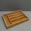 Expandable Bamboo Kitchen Drawer Organizer for Cutlery and Utensils, Adjustable Bamboo Wood Cutlery Tray in Drawer for Flatware and Silverware in Kitchen, (Natural) (7 Slots Expandable)