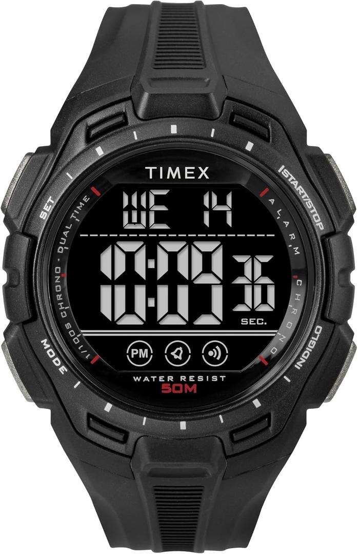 Timex Men's Digital 43mm Watch - Black Strap Digital Dial Black Case