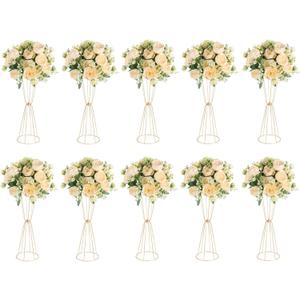 10 Pcs Tall Metal Trumpet Vase 23.6"/60cm Wedding Table Floral Center Decor Metal, Artificial Flower Display Stand for Wedding Christmas Carnival Party Dinner Event Hotel Home Decor Arrangement Gold