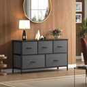 OLIXIS Dresser for Bedroom with 5 Drawers, Wide Chest of Drawers, Fabric Bedroom Dresser with Drawer Organizers, Storage Organizer Unit with Fabric Bins for Closet, Living Room, Hallway,Grey, 11.7"D x 38.6"W x 20.9"H