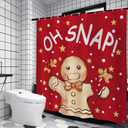 QIONG MENG Gingerbread Decor Christmas Shower Curtain Funny Gingerbread Stars Shower Curtain Sets with Hooks for Bathroom Winter Xmas Holiday Indoor Decor 71x71 Inch