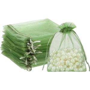 woric 120PCS Sage Green Small Mesh Bags 3.5x4.7 Inch Organza Bags with Drawstring Mini Mesh Gift Bag Jewelry Pouches for Wedding Bridal Baby Shower Mother's Day Spring Party Favor
