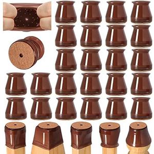 24 Pcs Chair Leg Floor Protectors for Hardwood Floors Silicone Covers to Protect Wood Tile Floors Felt Bottom Furniture Leg Caps Anti-Scratch Reduce Noise (Fit:0.9"-1.29")