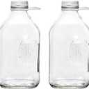 The Dairy Shoppe Glass Milk Bottle, Heavy Glass with 48 mm Lid, Creamery Style (64 oz/4 pk, Half Gallon)