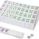 Mahjong Tile Set, American Mahjong Tile Set with 2 Dice, 166 Colorful Engraved Mahjong Tiles (1.2) (Classic White)