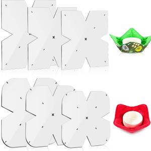 Flutesan 6 Pcs Bowl Cozy Template for 8 Inch, 10 Inch, 12 Inch Acrylic Bowl Wrap Batting Quilting Cutting Stencil DIY Craft (Simple Edge)