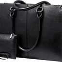 LOVEVOOK Laptop Tote Bag for Women, 15.6 Inch Large Capacity Vintage Leather Work Computer Bag, Business Casual Shoulder Handbag, Black