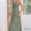 Women's Summer Satin Dress Elegant Cowl Neck Adjustable Spaghetti Strap Wedding Guest Cocktail Party Maxi Dresses (M)