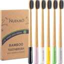 Biodegradable Charcoal Toothbrush Bamboo Toothbrushes - 6 Pack Eco-Friendly, Natural Wooden Tooth Brush, BPA Free Travel Size Organic Soft Bristle Toothbrushes for Adults, Cone Handle