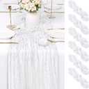 6 Pack White Cheesecloth Table Runner 17x108 Inch Semi Sheer Boho Gauze Cheese Cloth Fabric Table Runners Table Decor for Wedding Party Baby Shower Birthday Home Decor Garden Farmhouse