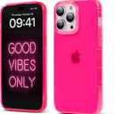 Hot Pink Case for iPhone 16 Pro/Soft Translucent Protective Phone Case Cover/Cute Trendy Minimalist Case 6.3 Inch (Neon Pink)