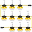 [3-Prong] 100ft LED Construction String Lights, 100W 14000lm LED String Work Lights, Construction Temporary Lights, ETL Listed (100ft 3-Prong)