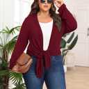 Women's Plus Size Lightweight Long Sleeve Casual Soft Open Front Cardigan 2026 Summer Cover ups with Pockets (Red, XXXL)