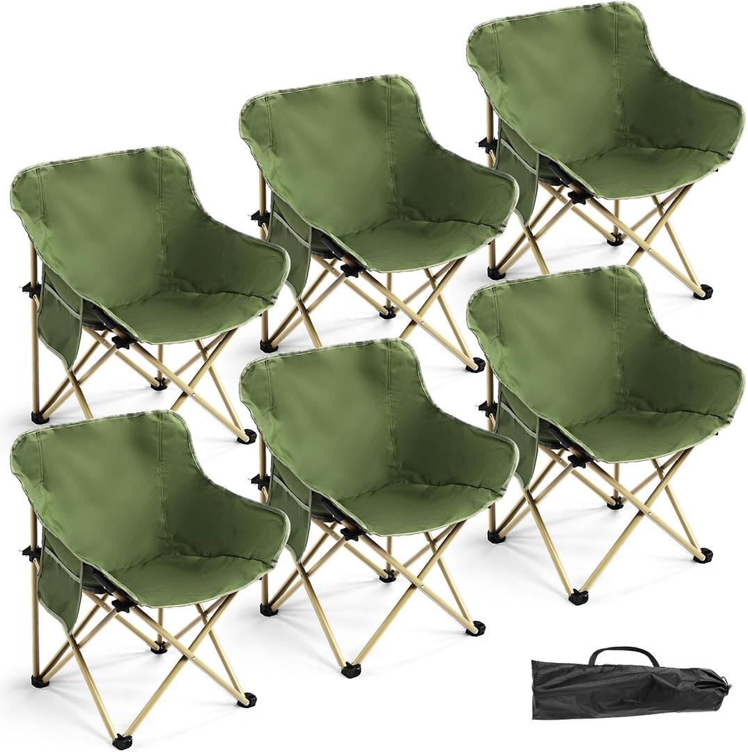 FairySandy 6 Pack Lightweight Camping Chair Compact Folding Chair Collapsible Portable Chair Lawn Beach Camping Chairs with 6 Carry Bag, Supports 330 Lbs, for Travel, Picnic, Festival, Backpacking