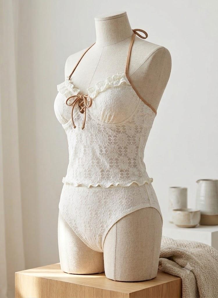 Verdusa Women's 2 Piece Textured Tankini Swimsuits Ruffle Tank Tops with Panty Vacation Outfits Apricot X-Large