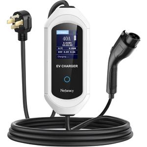 EV Charger Level 2, 40 Amp Portable EV Charger for All SAE J1772 EVs, 25ft Cable, 9.6KW EV Car Charging Station with App Control, Electric Vehicle Chargers(240V, NEMA14-50 Plug)