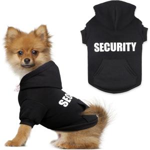 Dog Hoodie Security Dog Sweater Soft Brushed Fleece Clothes Hoodie Sweatshirt with Pocket for Small Medium Large Dogs (Small)