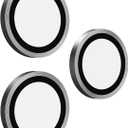 BodyGuardz Pure 3 Glass Camera Protector Compatible with iPhone 17 Pro/iPhone 17 Pro Max Camera Lens Protector, 9H Hardness Tempered Glass, Easy Install, Durable Aluminum Rings (Silver)