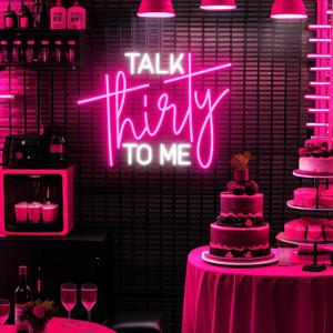 Talk Thirty To Me Neon Sign30th Birthday Decorations30th Birthday Decorations 30th Birthday Neon Signs Thirty Birthday Gifts For Him Her USB Neon Sign for Birthday Anniversary (Pink)