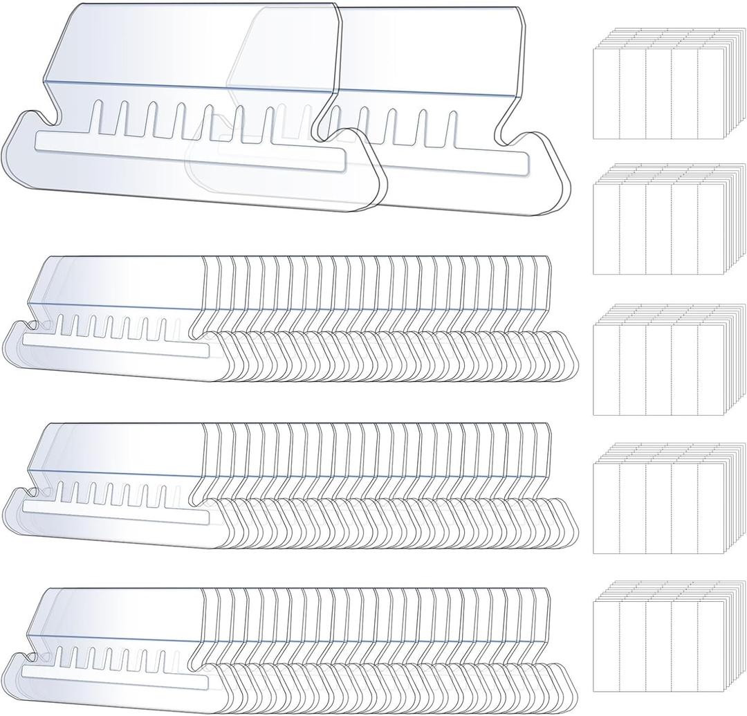 50 Set Hanging File Folder Tabs, Clear Plastic Hanging File Folder Labels Tabs with Paper Inserts Transparent Labels for Quick Identification