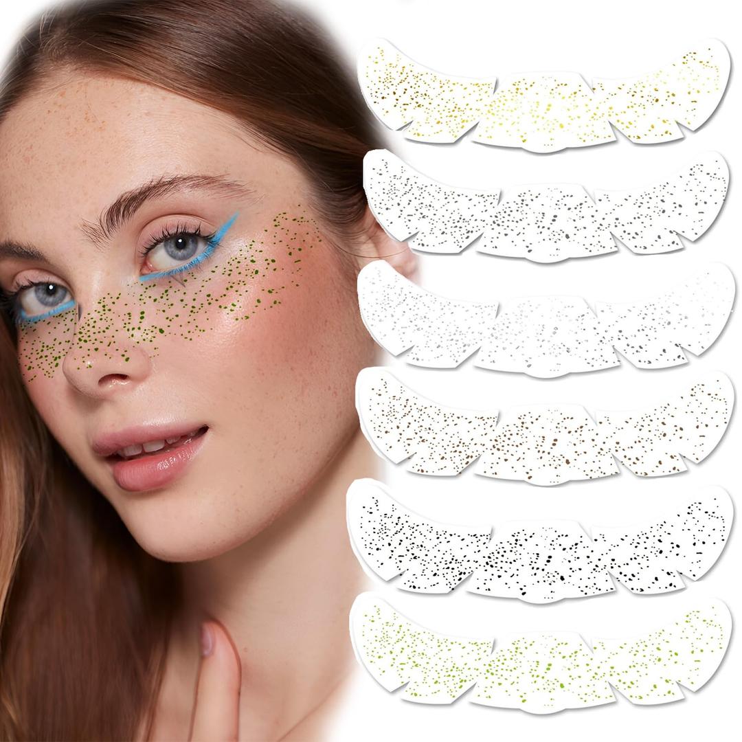 Fake Freckles Face Tattoo Glitter Freckles Sparkle Makeup Patches Dot Face Glitter Speckles Patches for Women